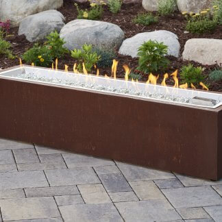 Key Largo Linear Brown Gas Fire Pit Table Cloister Cabinetry