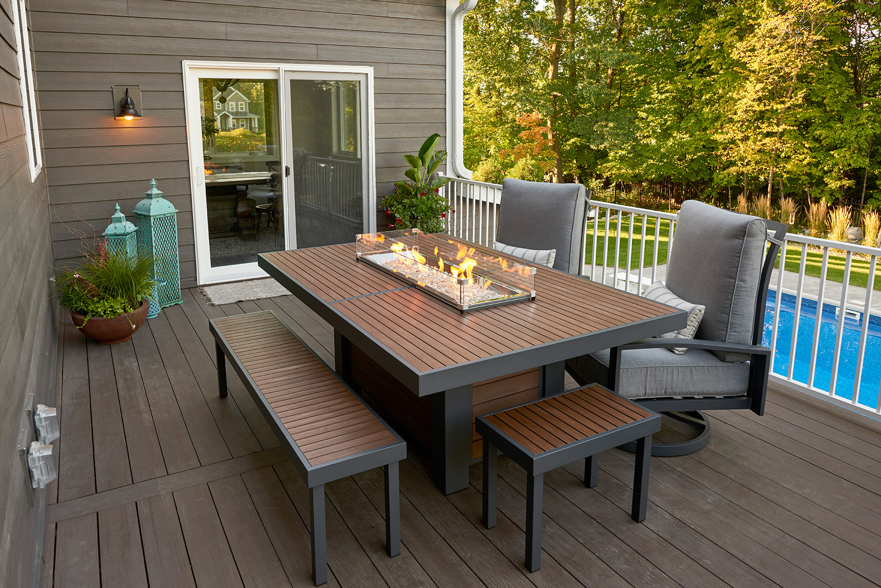 Kenwood Linear Dining Height - Gas Fire Pit Table